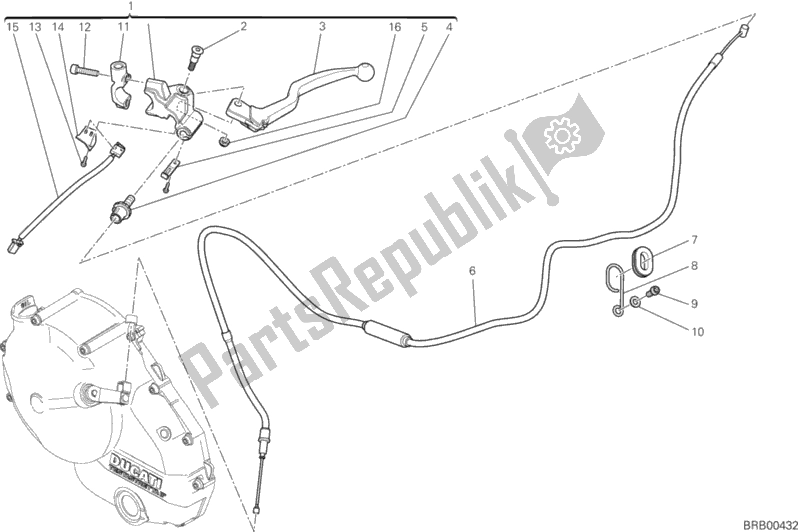 Todas as partes de Controle De Embreagem do Ducati Hypermotard SP USA 821 2014